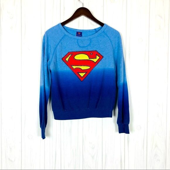 Superman Sweatshirt Blue Juniors M (7/9) - Picture 1 of 3